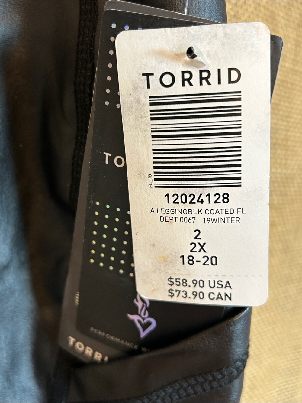 NWT Torrid Black Faux Leather Coated Active Leggings size 2X 18-20 - Picture 9 of 15